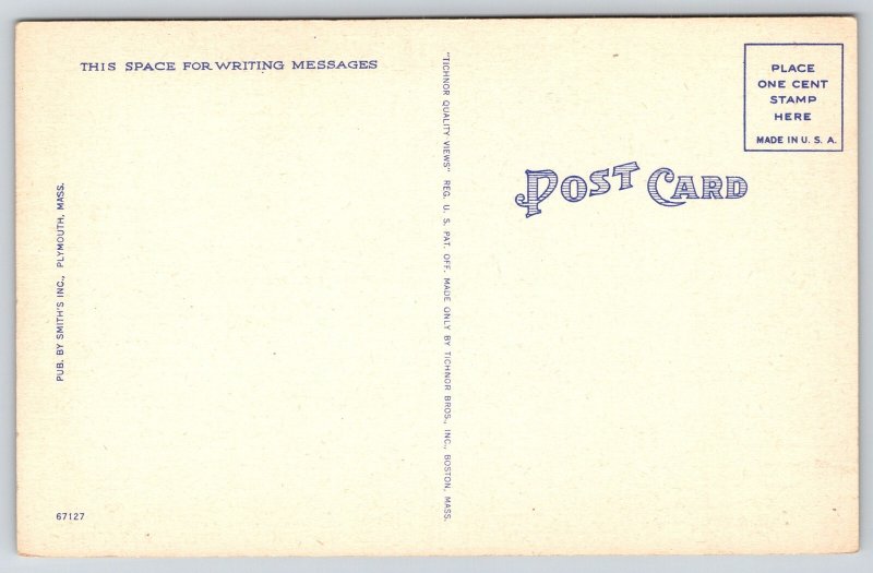 Plymouth Massachusetts~The Mayflower Compact Document~Settlers~Linen Postcard