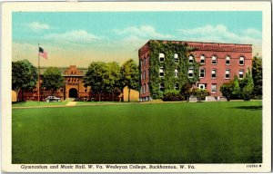 Gymnasium, Music Hall Wesleyan University WV Linen Vintage Postcard F36