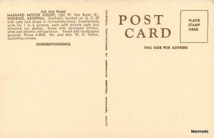 1930's Roadside Harvard Motor Court PHOENIX ARIZONA Postcard 9857