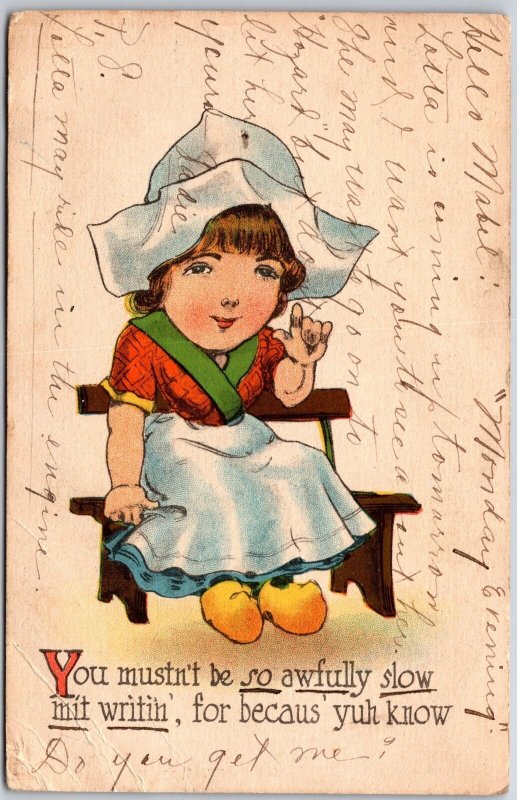 You Mustn't Be So Awfully Slow, Little Girl Hat Dress, Humor Comics, Postcard