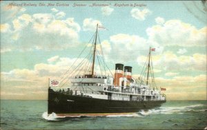 Midland Railway Co New Turbine Steamer Ship Manxman Heysham & Douglas PC