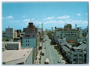 Niigata Japan Postcard Aerial View of Street Buildings c1950's Vintage