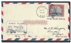 Letter US 1st flight Detroit Automobile Toronto July 15, 1929