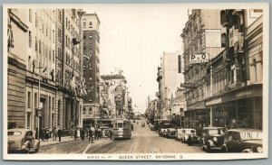 AUSTRALIA BRISBANE QUEEN STREET VINTAGE REAL PHOTO POSTCARD RPPC