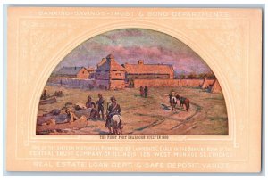 Painting By Lawrence Earle Postcard The First Fort Dearborn Built In 1803