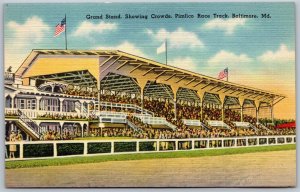 Vtg Baltimore Maryland MD Grand Stands Pimlico Race Track Horse Racing Postcard