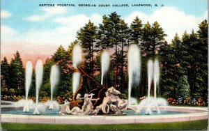 Vtg Lakewood New Jersey NJ Neptune Fountain Georgian Court College Postcard