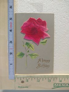 Postcard A happy Birthday with Rose Embossed Art Print