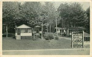 Laconia New Hampshire 1950s Merrill's Lakeside Cabins Postcard roadside 4516