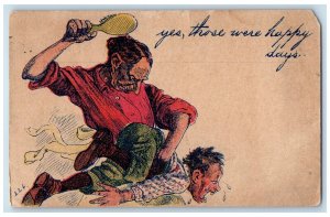 1911 Grandmother Beaten Child Hairbrush Spanking Posted Antique Postcard 