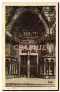 Old Postcard Bourges Cathedrale St Etienne Entire Portal