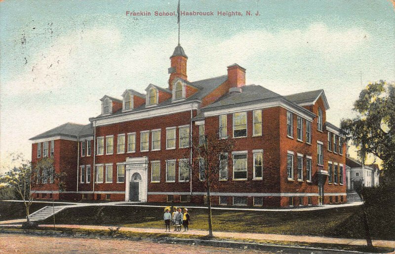 Franklin School, Hasbrouck Heights, New Jersey, Early Postcard, Used in 1908