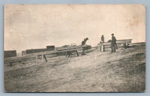 PORTLAND ME LAYING 1st COTTAGE FOUNDATION AFTER 1907 FIRE ANTIQUE POSTCARD