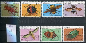 265073 VIETNAM 1987 year used stamps insects beetles bumblebee