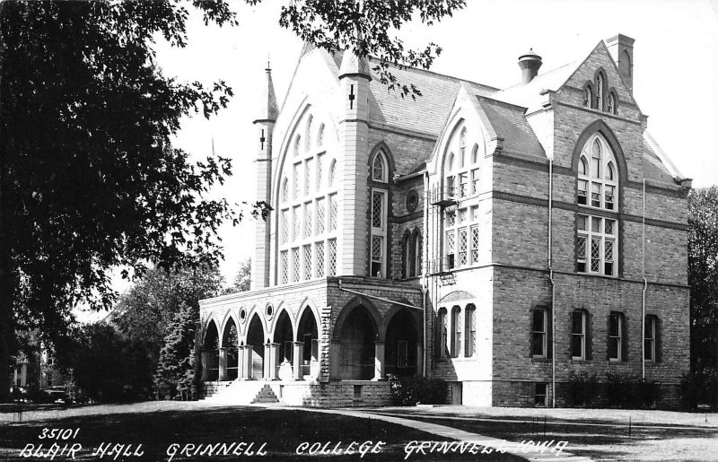 Blair Hall Grinnell College Iowa 1950s Real Photo postcard