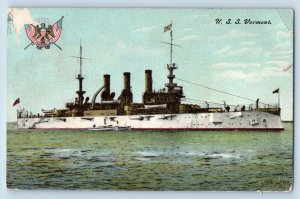 Mercer Washington WA Postcard USS Vermont US Navy Military Ship 1908 Antique