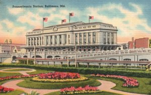 Vintage Postcard Pennsylvania Station Beautiful Building Baltimore Maryland MD