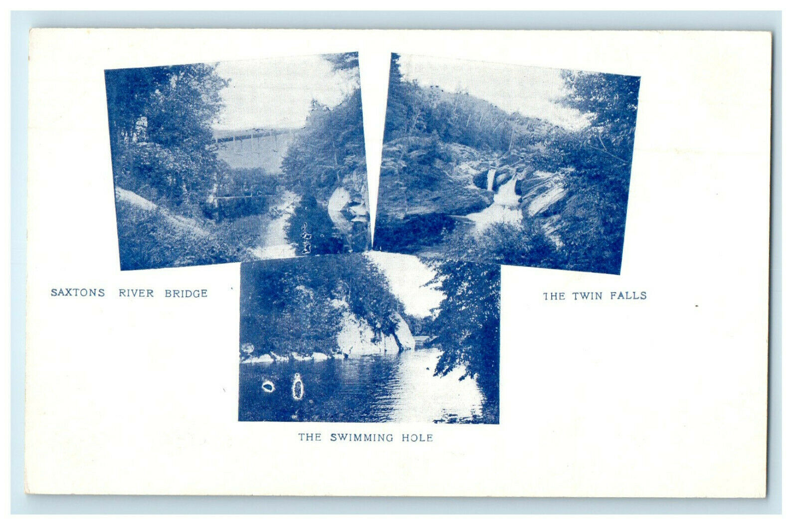 c1900s Saxtons River Bridge, Twin Falls and Swimming Hole VT PMC Postcard United States