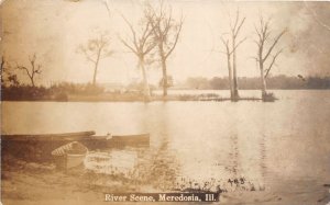 J62/ Meredosia Illinois RPPC Postcard c1910 River Scene Boats  221