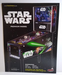 Star Wars Premium Edition Pinball FLYER Original Artwork Space Sci-Fi 8.5 x 11