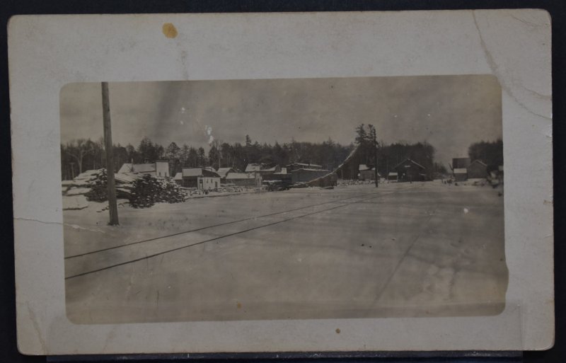 Winter Town Scene - RPPC Azo