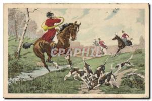 Postcard Old Dog Dogs Hunting hounds has Cavaliers