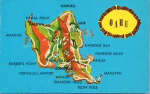 Postcard Hawaii - Oahu tourist map