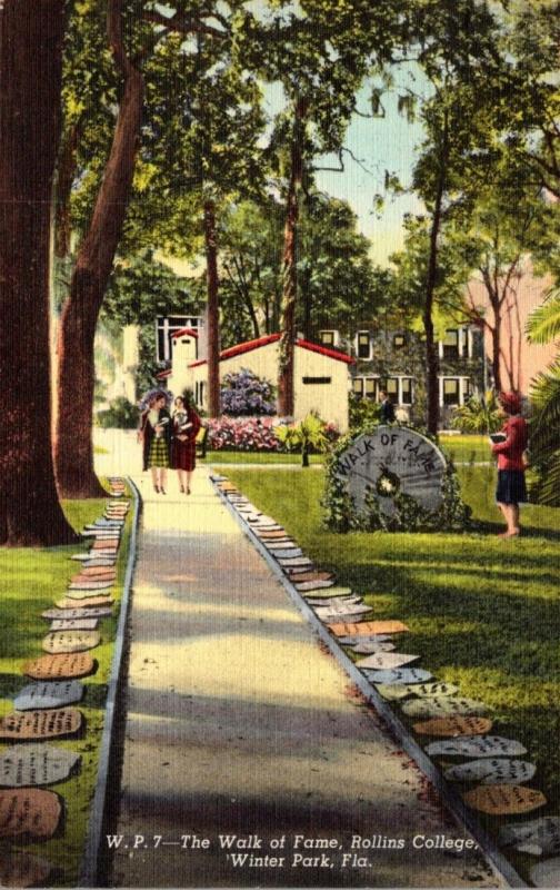 Florida Winter Park The Walk Of Fame Rollins College 1950 Curteich