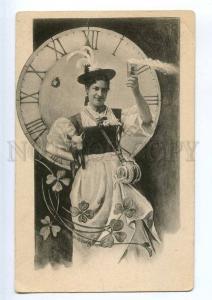 240329 NEW YEAR Woman CLOCK Pig LADYBIRD by SCOLIK Vintage PC