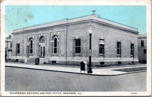 Postcard IL Robinson - Government Building and Post Office