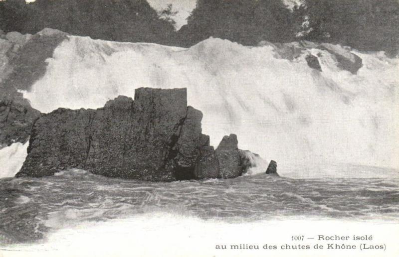 CPA AK LAOS Rocher isolé au milieu des chutes de Khone Laos (146350)