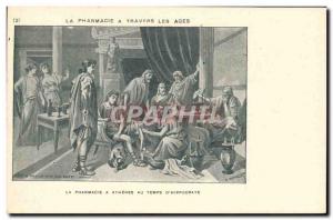 Old Postcard Pharmacy through the ages in Athens time & # 39Hippocrate