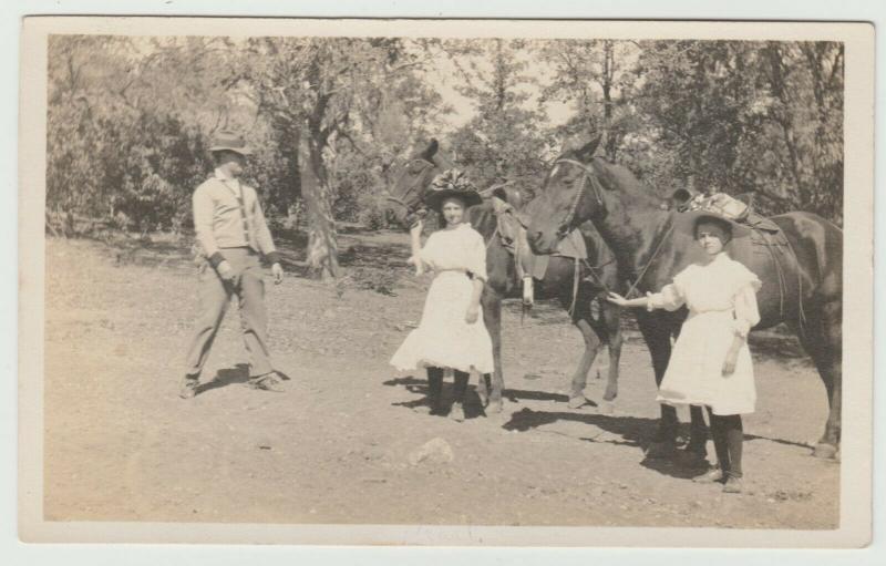 MANTON CA HORSEBACK RIDING PRETTY WOMEN 1910 nr Red Bluff Redding Postcard 