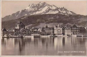 Switzerland Luzern Bahnhof und Pilatus Real Photo