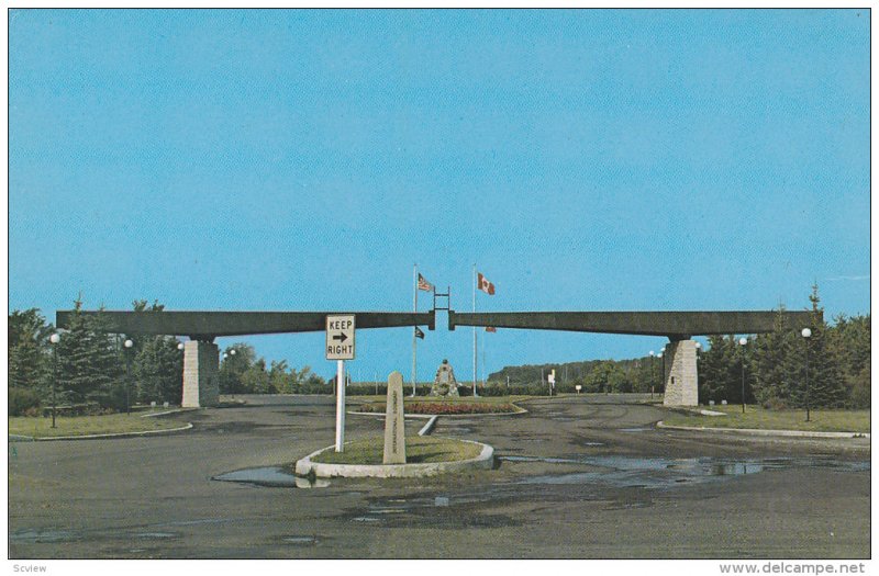 Entrance to International Peace Garden, Cairn & Flags, Border of North Dakota...