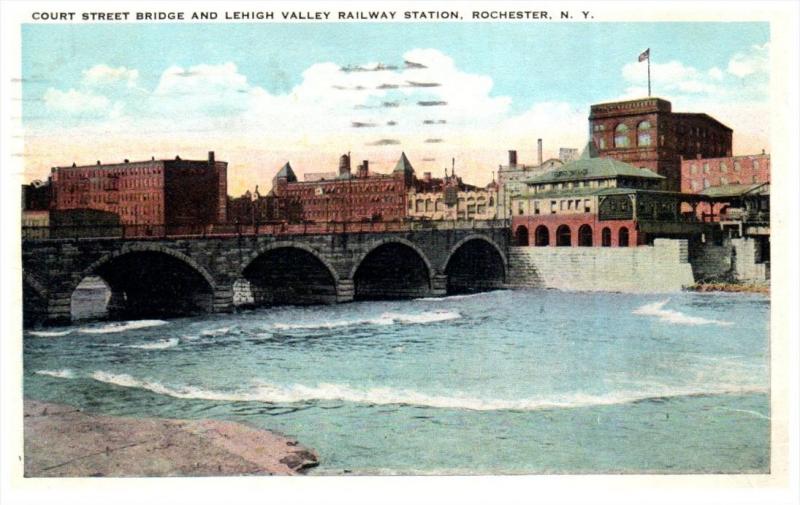 19925  NY  Rochester  Court Street Bridge  Lehigh Valley RR Station