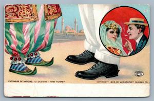 FOOTWEAR OF NATIONS TURKEY WOONSOCKET RI RUBBER CO. ADVERTISING ANTIQUE POSTCARD