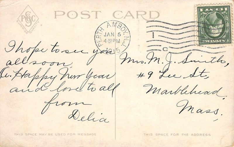 High School, Perth Amboy, New Jersey Middlesex County 1915 Antique Postcard Rare