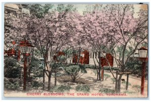 c1910 Cherry Blossoms The Grand Hotel Yokohama Japan Antique Postcard