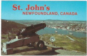 Cannon, Signal Hill, St John's, Newfoundland, Vintage Chrome Postcard 