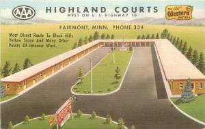 Continental Highland Courts 1940s Roadside Fairmont Minnesota linen 7549