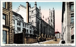 Saint Sulpice Street Notre Dame Church Montreal Canada Parish Postcard