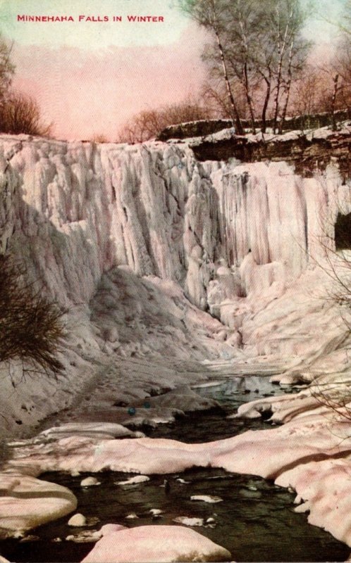 Minnesota Minneapolis Minnehaha Falls In Winter