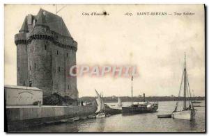 Old Postcard Saint Servan Solidor Tower Boat