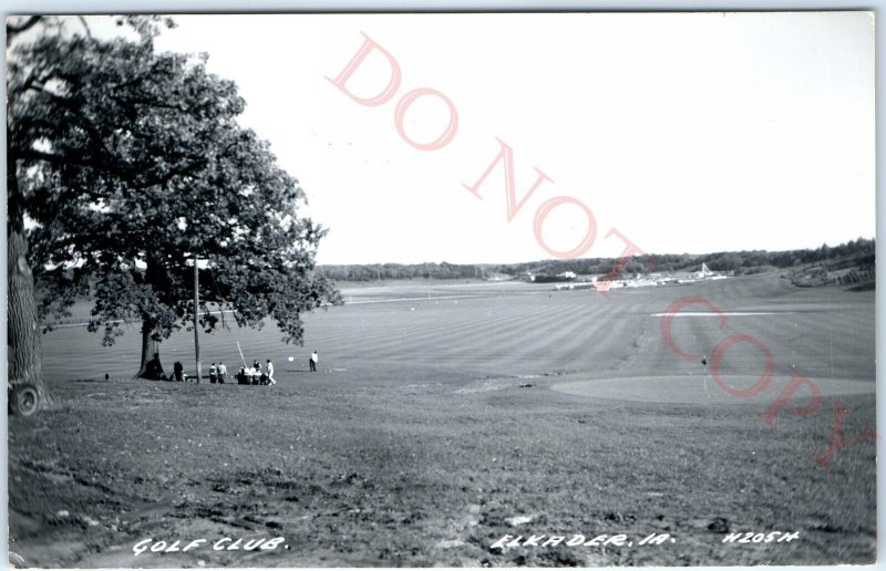 c1950s Elkader IA RPPC Golf Club Course Golfers Country Real Photo Postcard A110