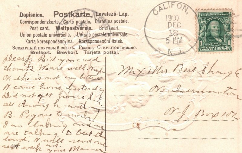 Christmas Greetings Holiday Children Celebration Yuletide Vintage Postcard 1907