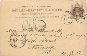 Entier Postal Stationery Postal Britain Great Britain Brighton to Newark in 1891