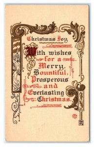 Arts & Crafts Style CHRISTMAS Greeting: CHRISTMAS DAY WISHES c1910s  Postcard