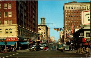 Pine Avenue Business Districy Long Beach CA c1961 Vintage Postcard I53