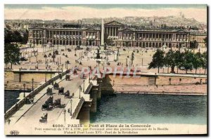 Old Postcard Paris bridge and Place De La Concorde